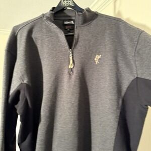 Ashworth Ez-Tech‎ Mens Pullover Gray Black Quarter Zip-RARE Back & Front Logo-XL
